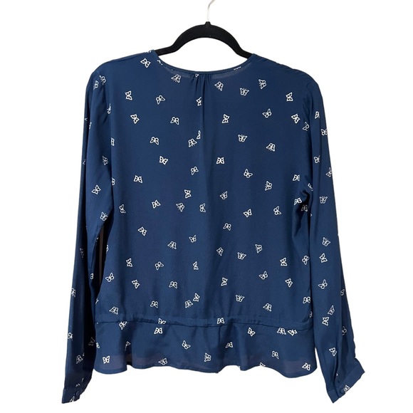 Rails Beaux Ruffle Waist Blouse In Navy White Butterflies NWOT (S) - Picture 3 of 9